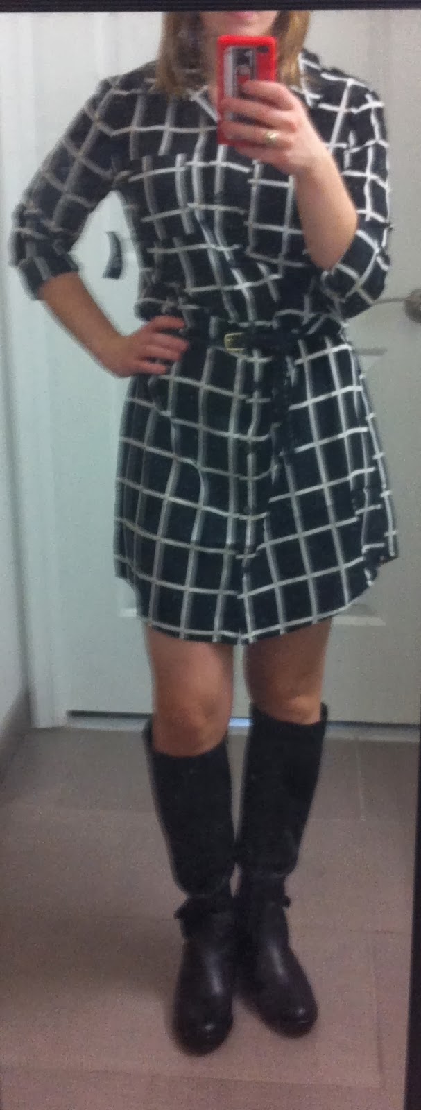 dc woman blogger wearing old navy Women's Long Sleeve Shirt Dress