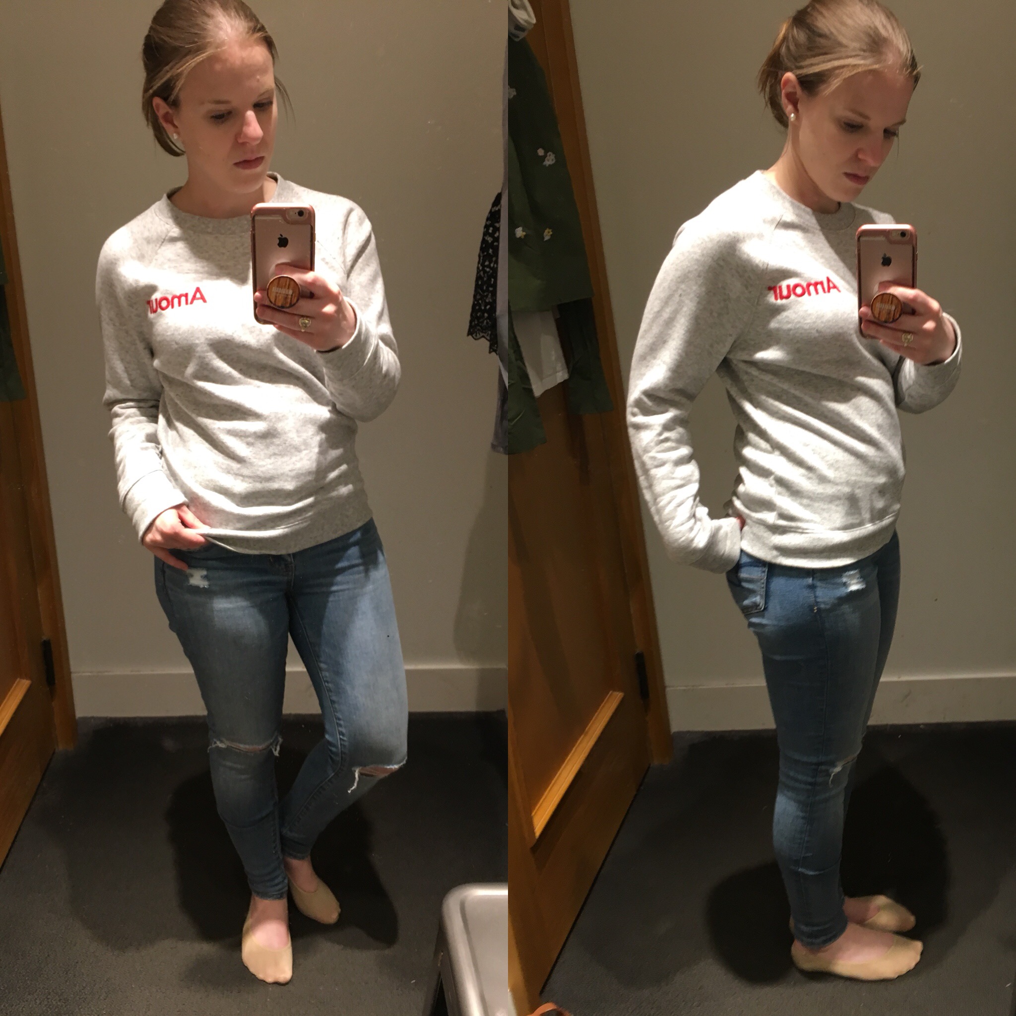 Shopping Reviews, Vol. 49: The J.Crew Dressing Room | Something Good, J.Crew Amour sweatshirt, @danaerinw