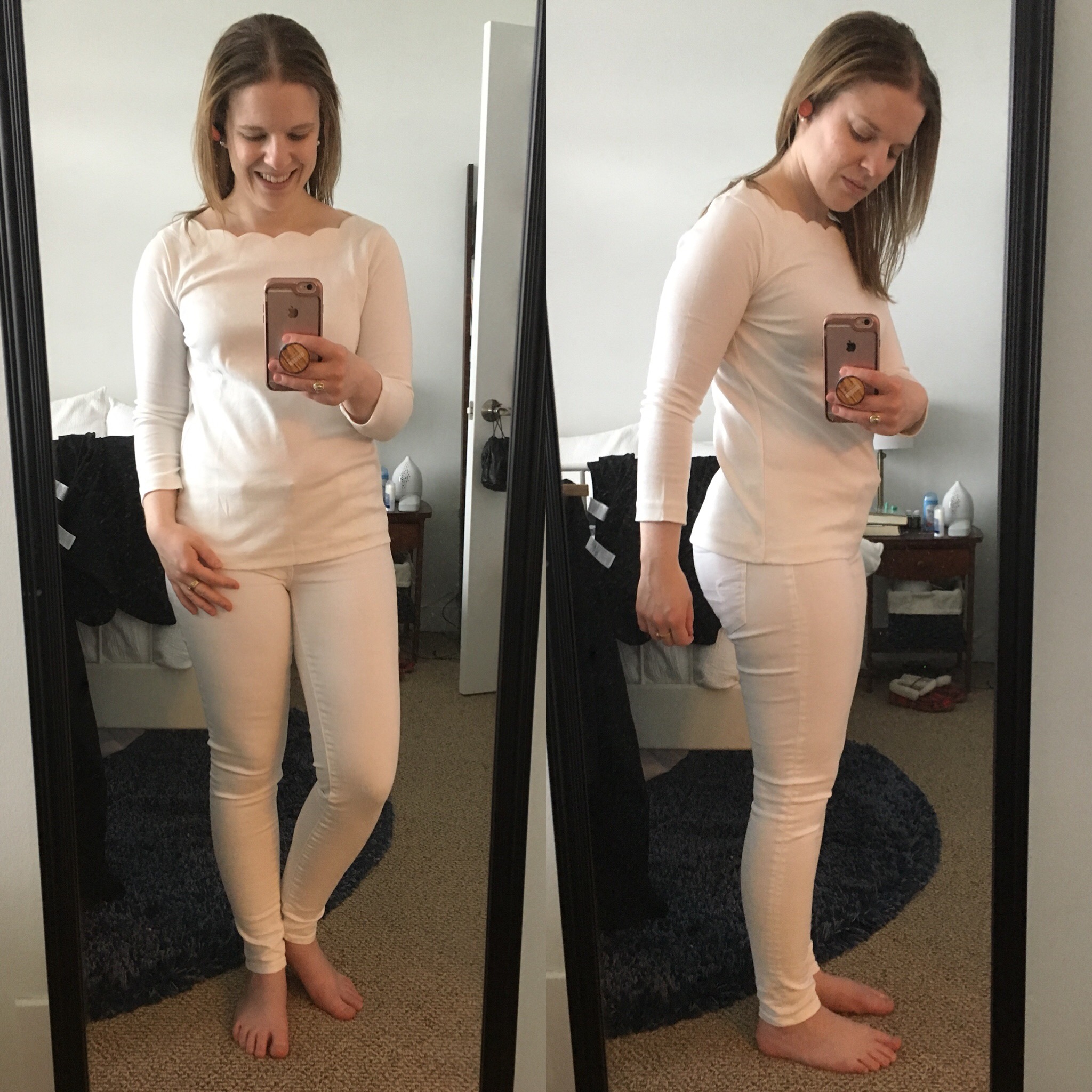 dc woman style and lifestyle blogger wearing J.Crew Factory Scalloped T-shirt