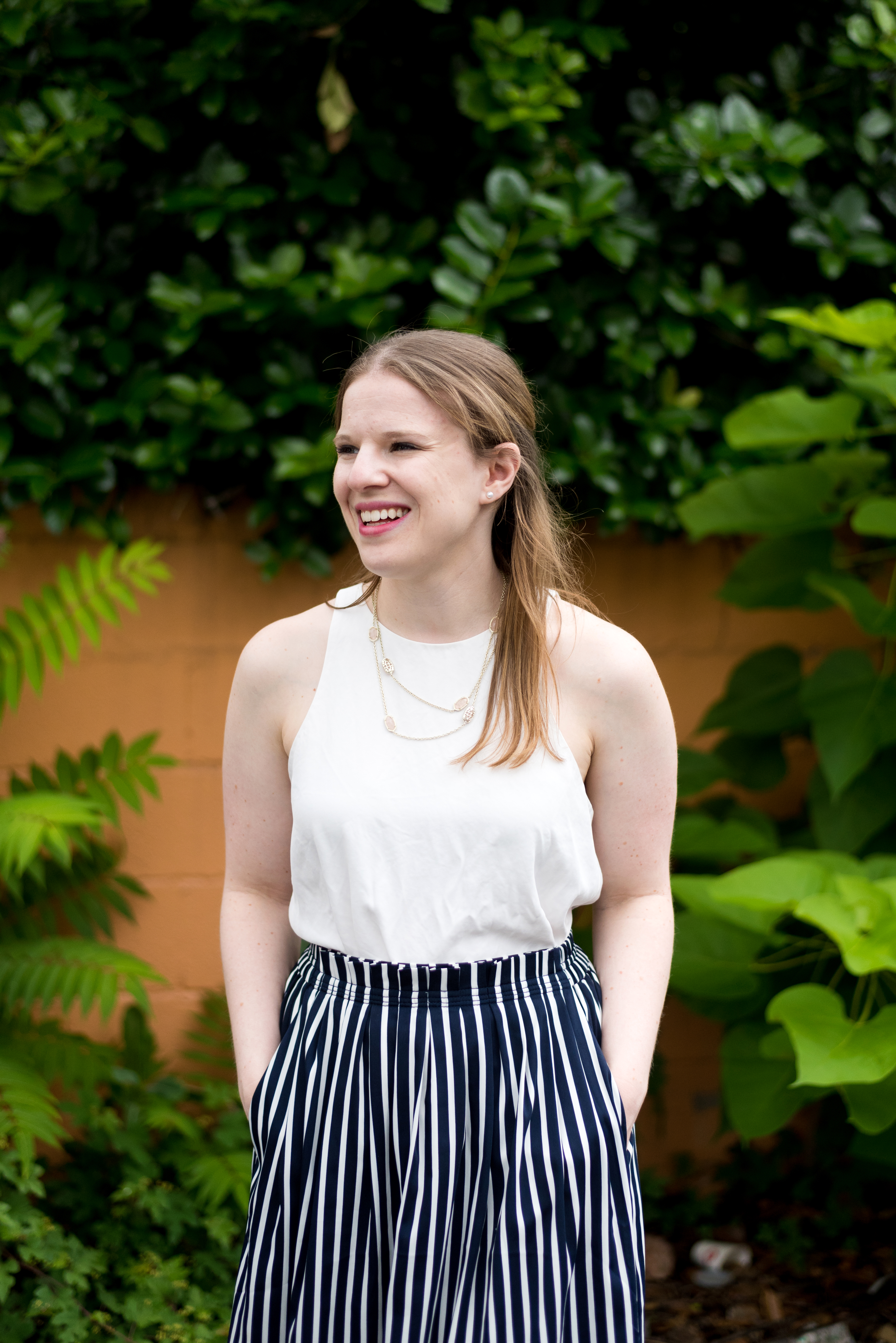 DC woman blogger wearing J.Crew Factory Striped skirt