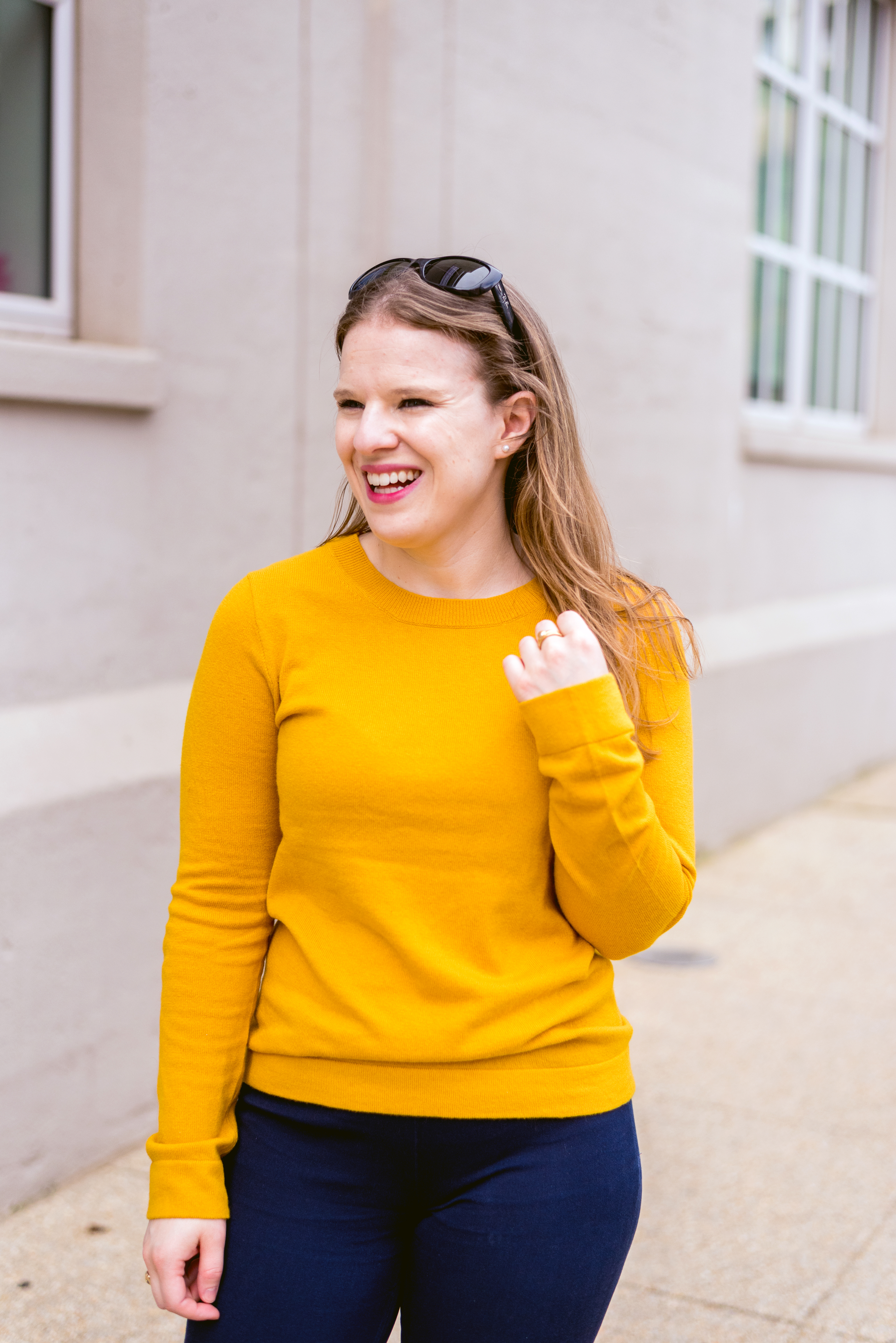 DC woman blogger wearing J.Crew Factory cotton-wool teddie sweater