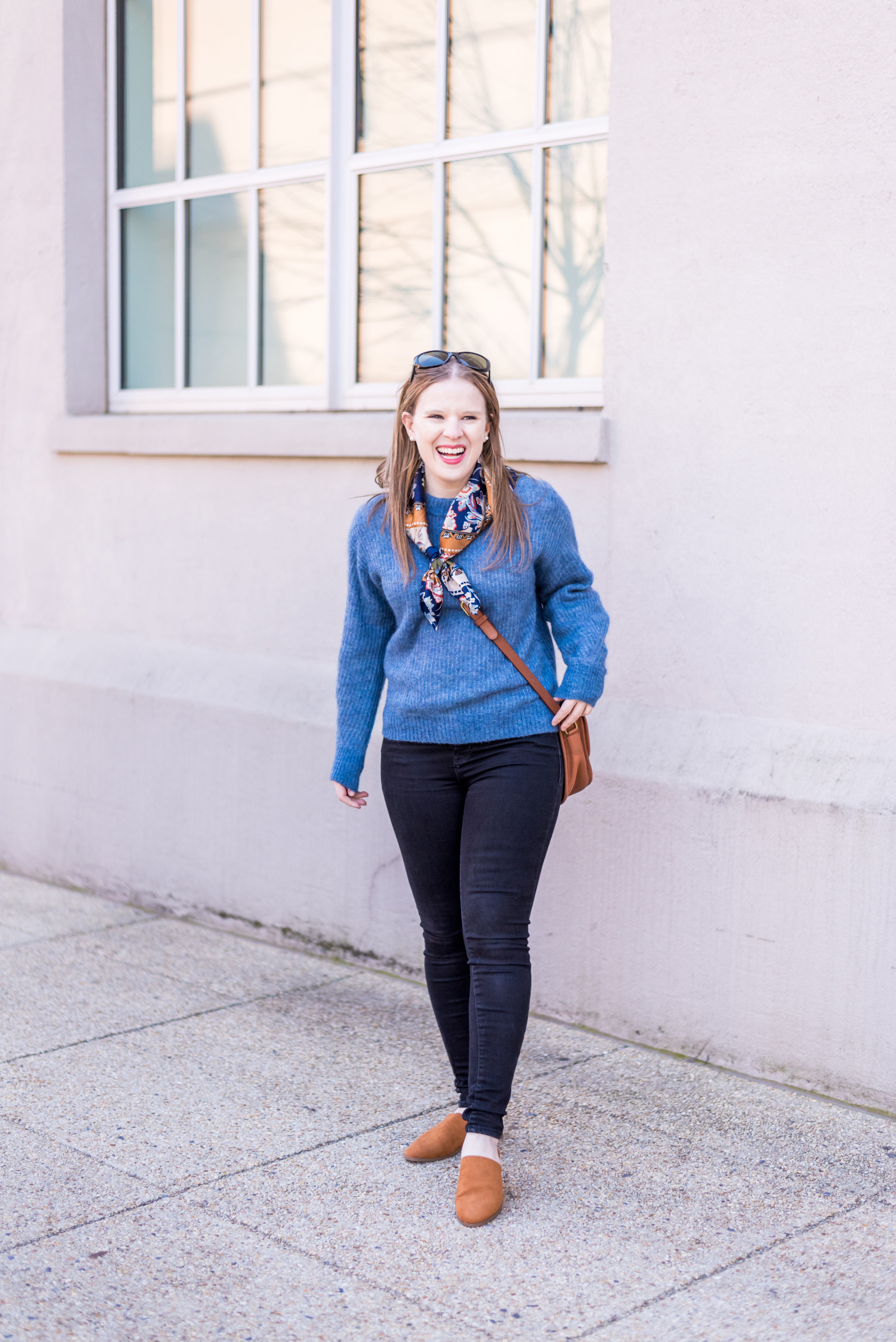 Old Navy High-Rise Jeans DC woman blogger wearing Everlane The Oversized Alpaca Crew
