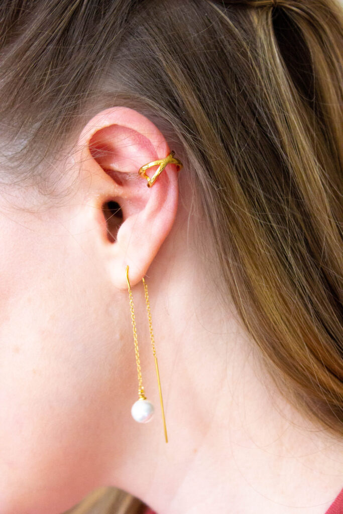 Pearl Threader Earrings and ear cuff Pearl Threader Earrings and ear cuff